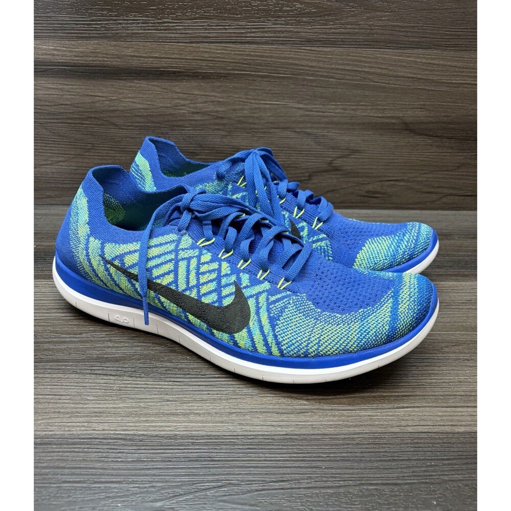 Nike Free 4.0 Flyknit Mens 12 Game Royal Blue Green Shoes 717075-400